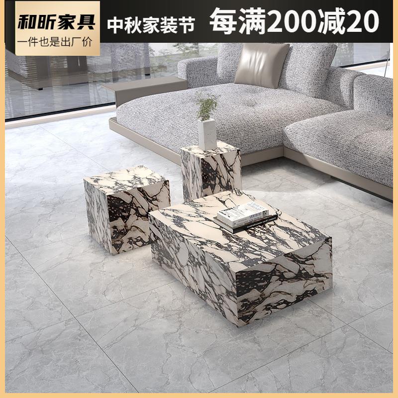 宝格丽盒子茶几岩板客厅家用小户型意式极简岩板长方形网红小茶几