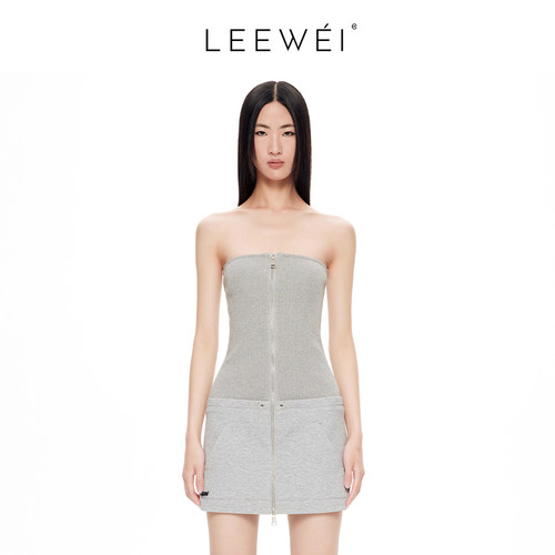 LEEWEI官方旗舰店针织拼接抹胸裙