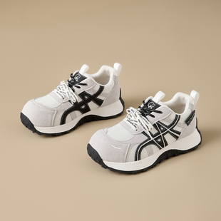 休闲风厚底老爹鞋女冬季系带运动鞋百搭轻便耐磨休闲女鞋