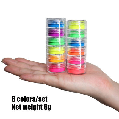 Neon Pigment Powder Fluorescent Nail Glitter Set Shinny
