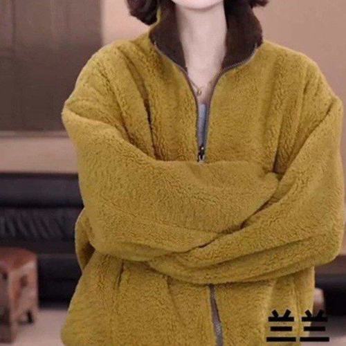 冬季羊羔毛立领加厚保暖外套女