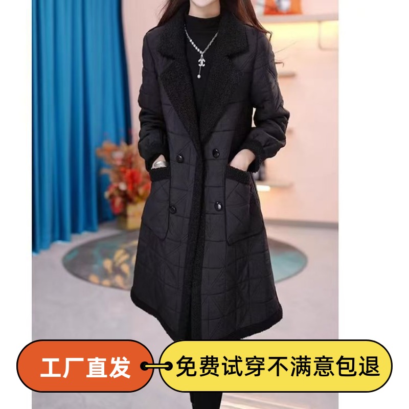 韩版秋冬季中长款加绒风衣外套女