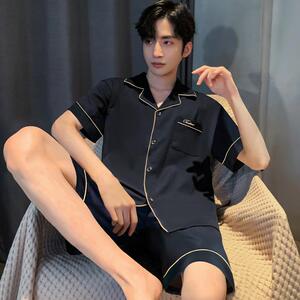 睡衣男夏季夏天薄款冰丝短袖青少年可外穿男士2023新款家居服套装