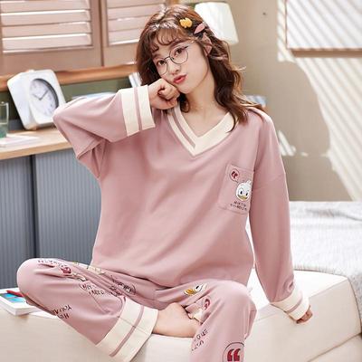 睡衣女士春秋款2024年新款长袖纯棉大码夏天可爱秋冬季家居服套装