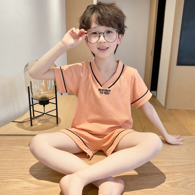 儿童睡衣男童夏季薄款纯棉短袖短裤夏天男孩套装中大童宝宝家居服