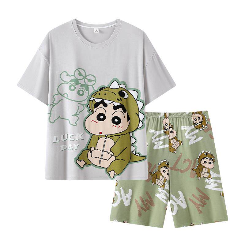 睡衣男士夏季莫代尔短袖薄款冰丝青少年男孩初中学生大童大码套装