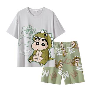 睡衣男士夏季莫代尔短袖薄款冰丝青少年男孩初中学生大童大码套装