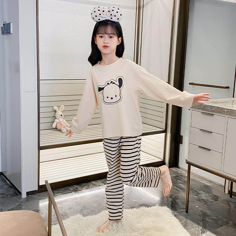 女童睡衣春秋纯棉长袖2023新款儿童家居服公主网红大童女孩空调服