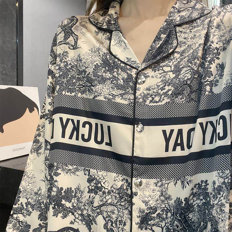 冰丝睡衣女春秋季长袖薄款丝绸大码时尚可外穿网红夏天家居服套装