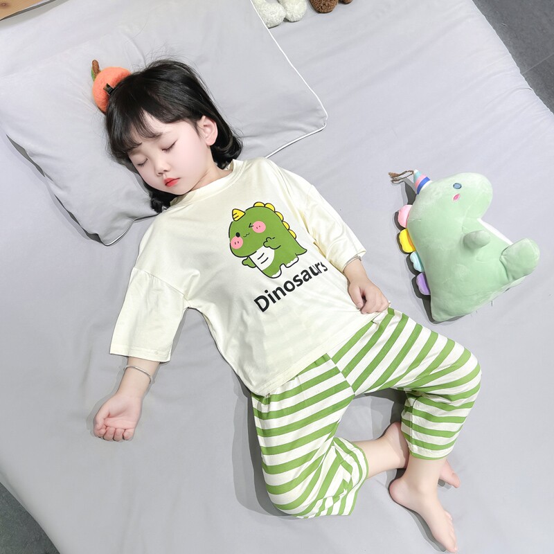 儿童睡衣套装2023夏装女童莫代尔家居服薄款小宝宝纯棉空调服套装