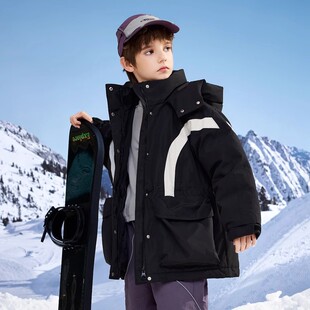 哈尔滨东北冬季新款鸭绒中大童长款过膝羽绒服男童女童保暖羽绒服