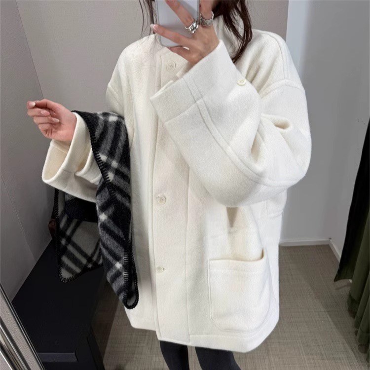 ethos简约立领羊毛呢羊毛大衣25冬季新款韩货定制