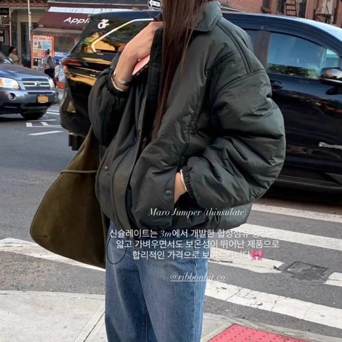 ribbonbit复古猎装风宽松翻领落肩棉服25冬季韩货定制