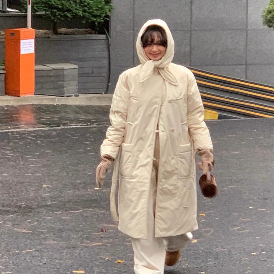 covernat博主fever大口袋连帽围领长款外套25冬季新款韩货定制