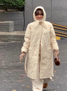 covernat博主fever大口袋连帽围领长款外套25冬季新款韩货定制