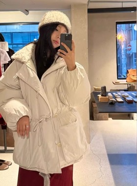 verso复古立领大口袋毛领保暖派克羽绒服25冬季韩货定制