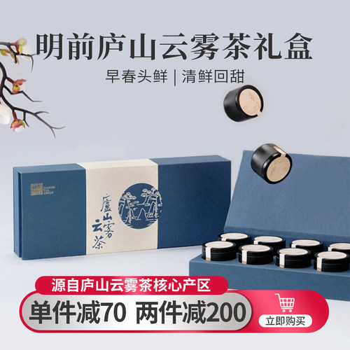 明前特级庐山云雾茶礼盒装 2025新茶上市 送礼高山绿茶茶叶108g