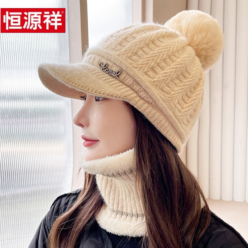 兔毛帽子女秋冬季时尚洋气