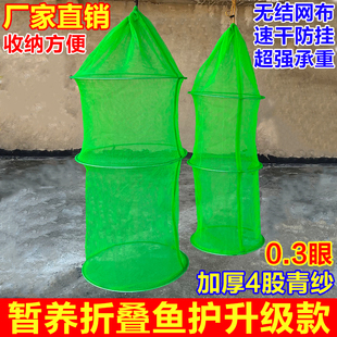 便携式鱼护折叠网箱水产养殖小鱼虾大容量小网眼加厚款网布实心圈