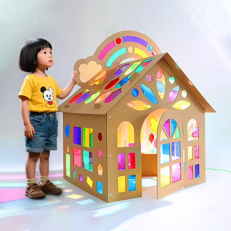 儿童彩色光影纸壳DIY游戏屋