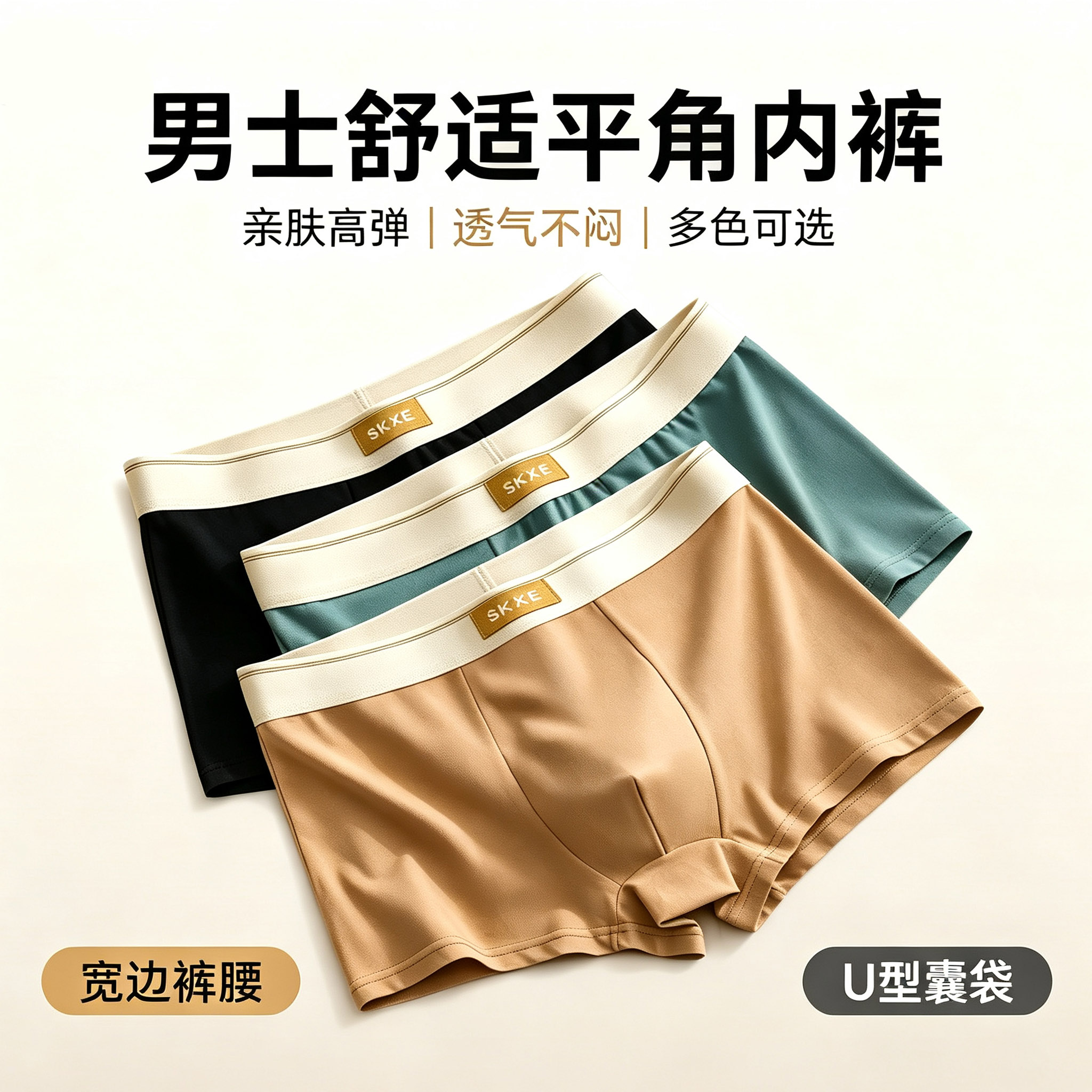 男士平角内裤透气高弹大码短裤头