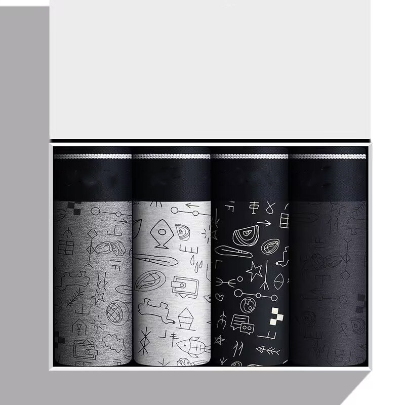 男士内裤男款纯棉抗菌四角裤大码平角裤短裤头吸汗透气底裤衩新款