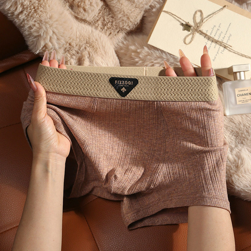 简约纯棉内裤男士透气宽松四角裤青年休闲裤高档亲肤大码平角短裤