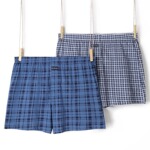 男士纯棉三分睡裤加肥内裤家居裤头格子中老年宽松舒适薄款平角裤