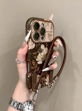 适用苹果17系列手机壳iphone17promax女新款16pro秋冬皮质15plus轻奢高级感14手绳手链13镜头全包防摔保护套D