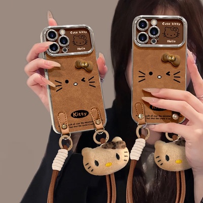 适用苹果17promax挂绳手机壳iPhone17高级感小众女16pro新款15plus软皮质14超好看轻奢13外壳12防摔保护套东