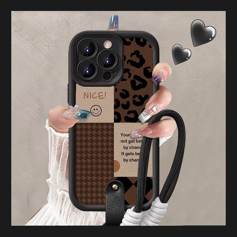 【超火爆款豹纹手机壳带挂绳】