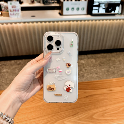 适用夏天的苹果16promax新款手机壳iphone16plus小众高级感15pm透明小清新14滴胶贴纸13高端女12防摔保护套石