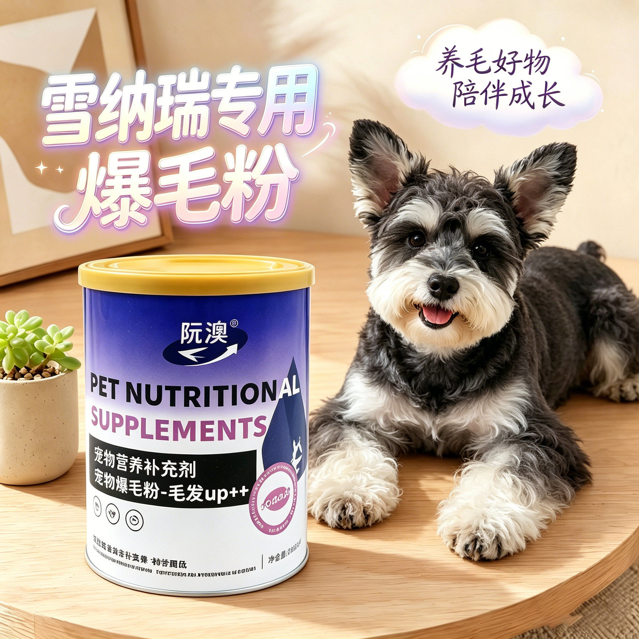 雪纳瑞爆毛粉蛋黄粉狗狗专用宠物狗用拌粮吃的食物皮肤毛发营养品