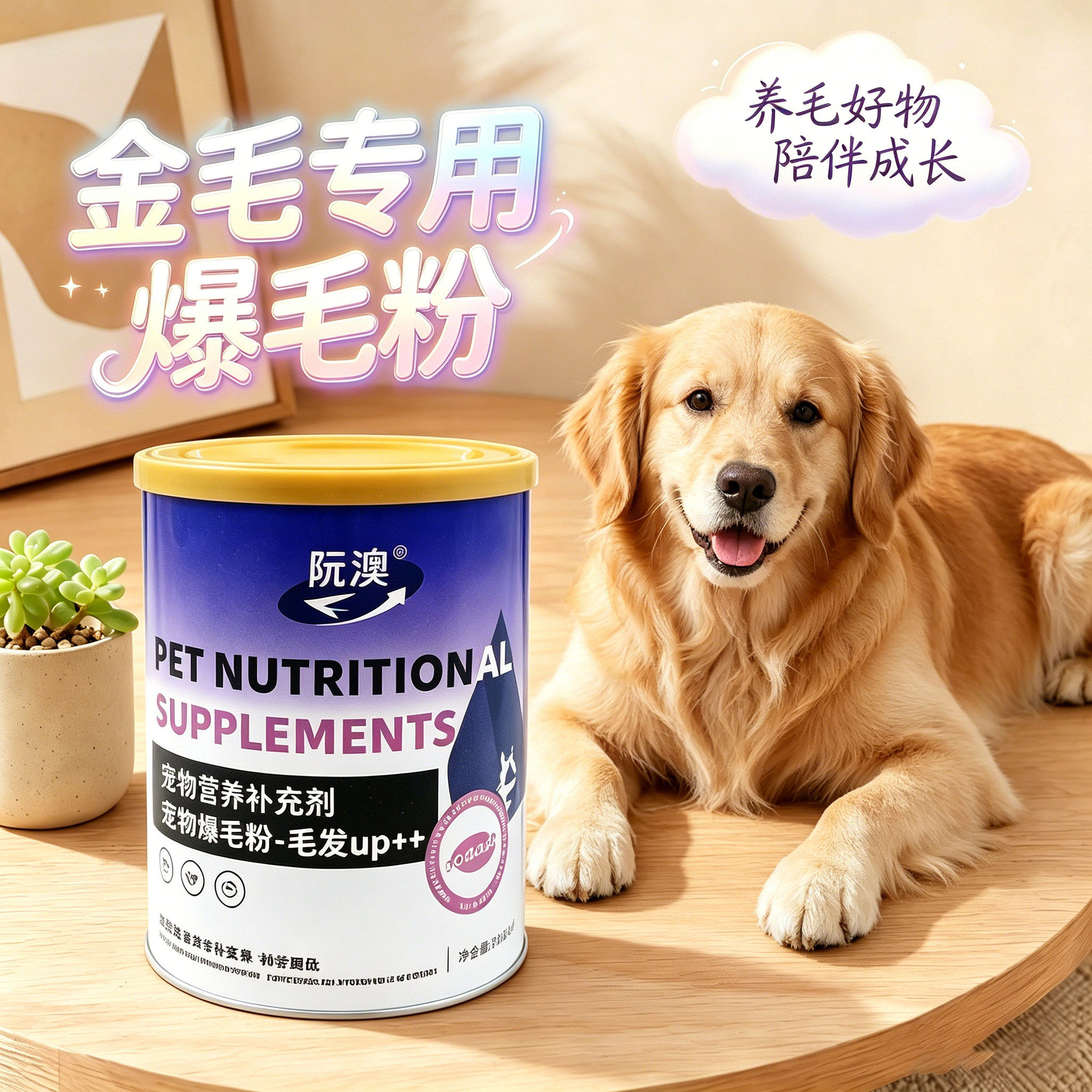 金毛爆毛粉蛋黄粉狗狗专用宠物狗用拌粮吃的食物护毛发营养品幼犬