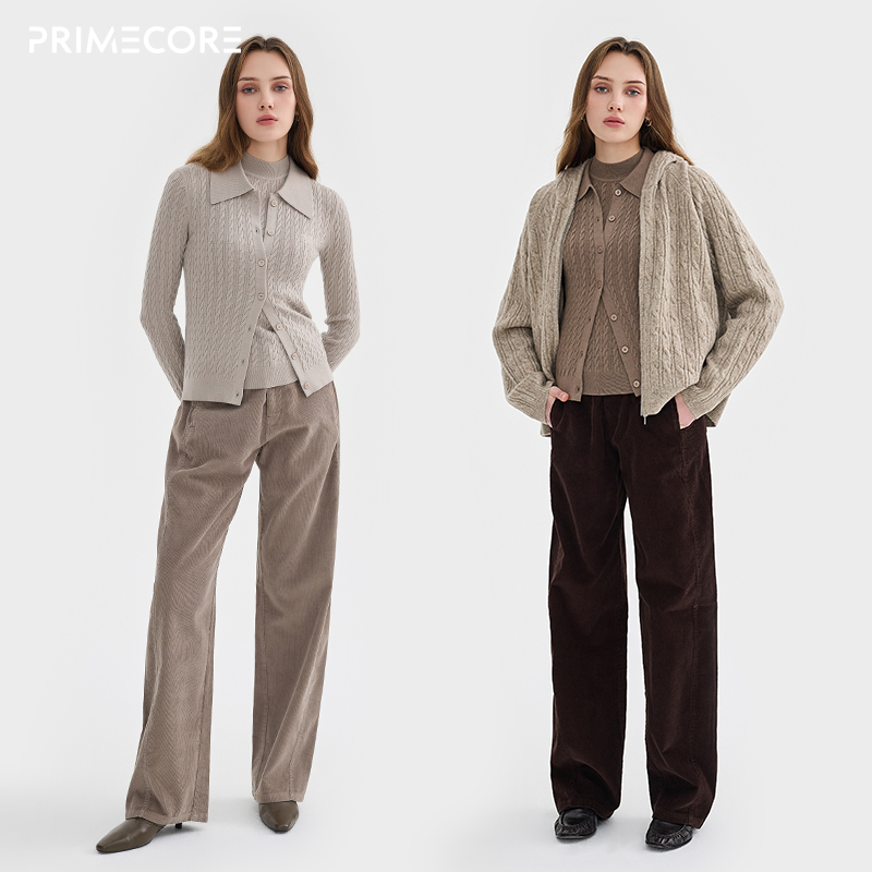 PRIMECORE后染棉绒宽松长裤