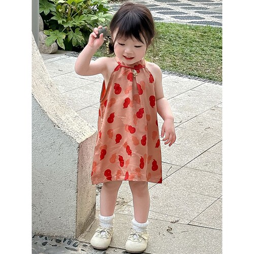 品质女童夏季旗袍背心裙唐装儿童新中式姐弟装两件套宝宝周岁礼服