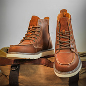 复古风马丁靴男48冬季 加绒工装 靴49大码 疯马皮擦色短靴47美式 男鞋