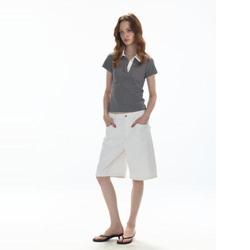 OPEN ENROLLMENT Flaccid Polo T-shirt Polo修身正肩T恤 灰/波点