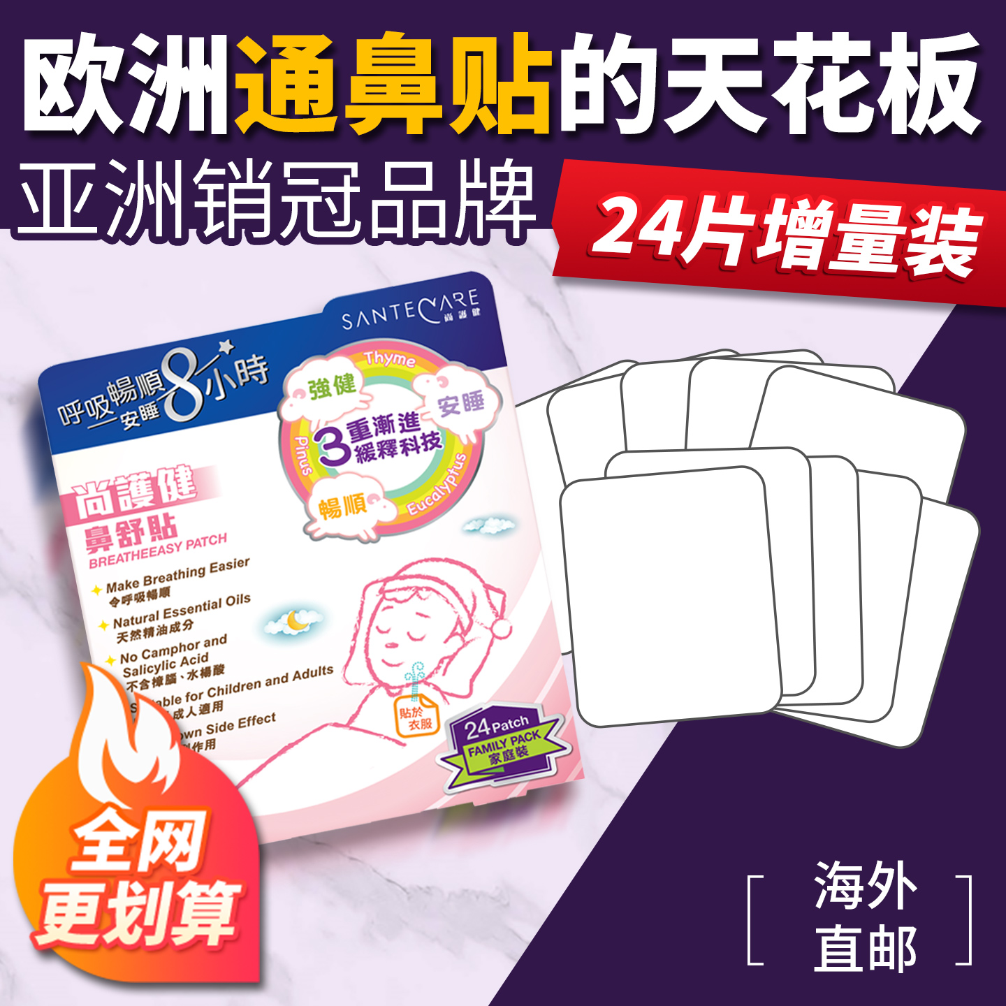 意大利尚护健鼻舒贴【24片增量装】通鼻贴儿童缓鼻塞通气部分临期