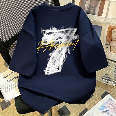 重磅纯棉短袖t恤男2025夏季新款爆款美式宽松半袖设计感情侣上衣