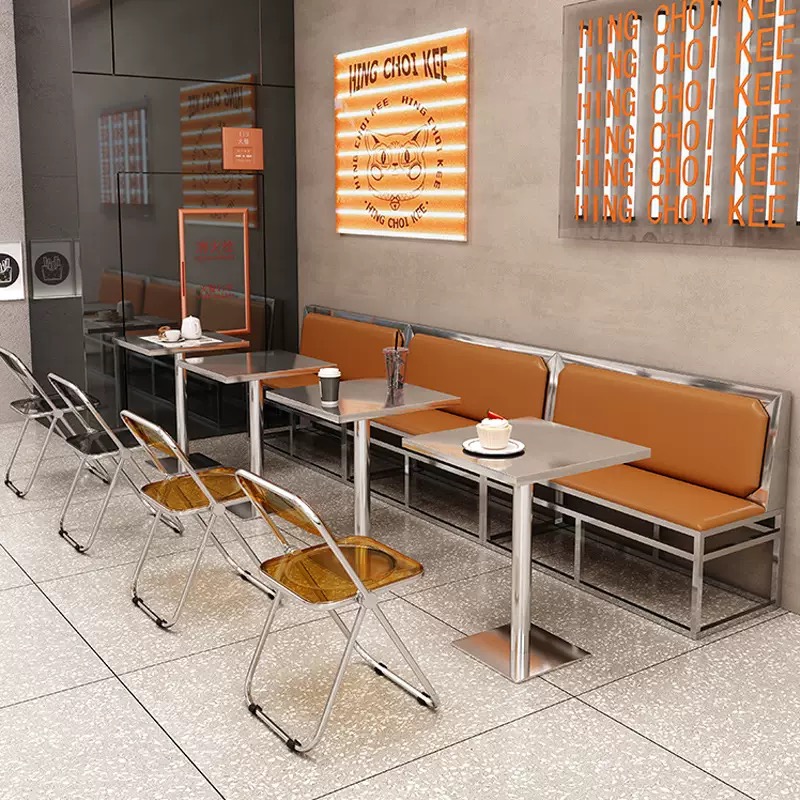不锈钢折叠餐桌椅组合