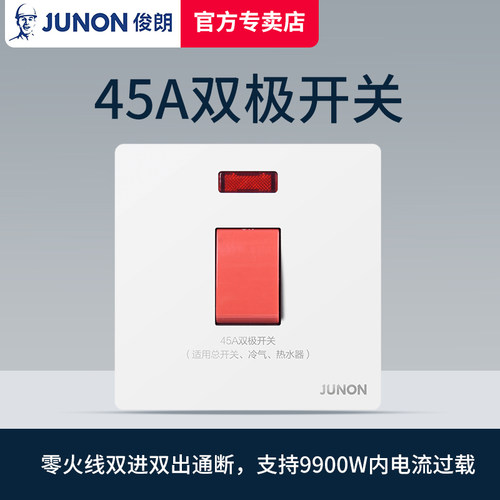 45A双极开关220V墙壁面板