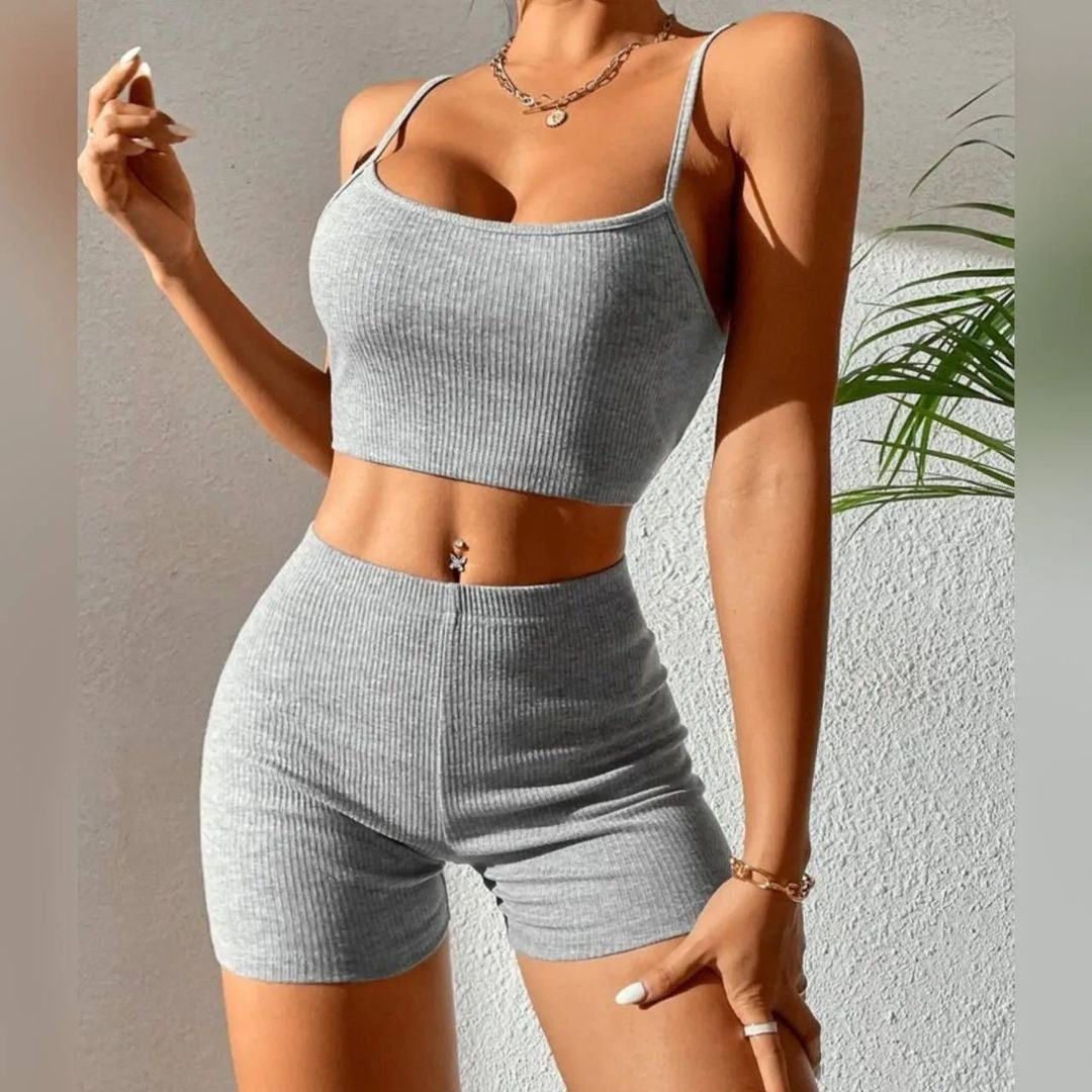 Sexy Two Piece Set 2023欧美性感吊带短裤时尚瑜伽运动套装