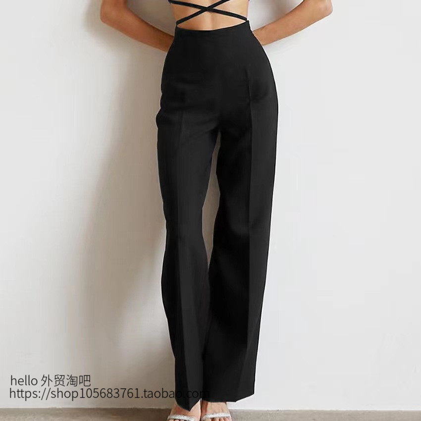 欧美风高腰时尚气质长裤直筒西裤休闲裤 High waist casual pants