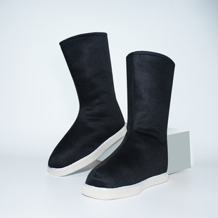 汉服靴子男女同款中式古风明制复古中筒皂靴官靴平底儿童汉服鞋子