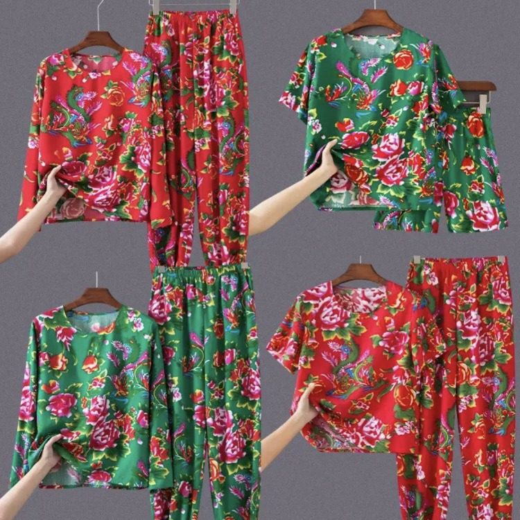 东北大花布衣服晨袍生日聚会网红伴娘闺蜜二人转睡衣姐妹演出套装,女士内衣/男士内衣/家居服,晨袍,淘宝优惠券,粉丝福利购,淘宝优惠卷