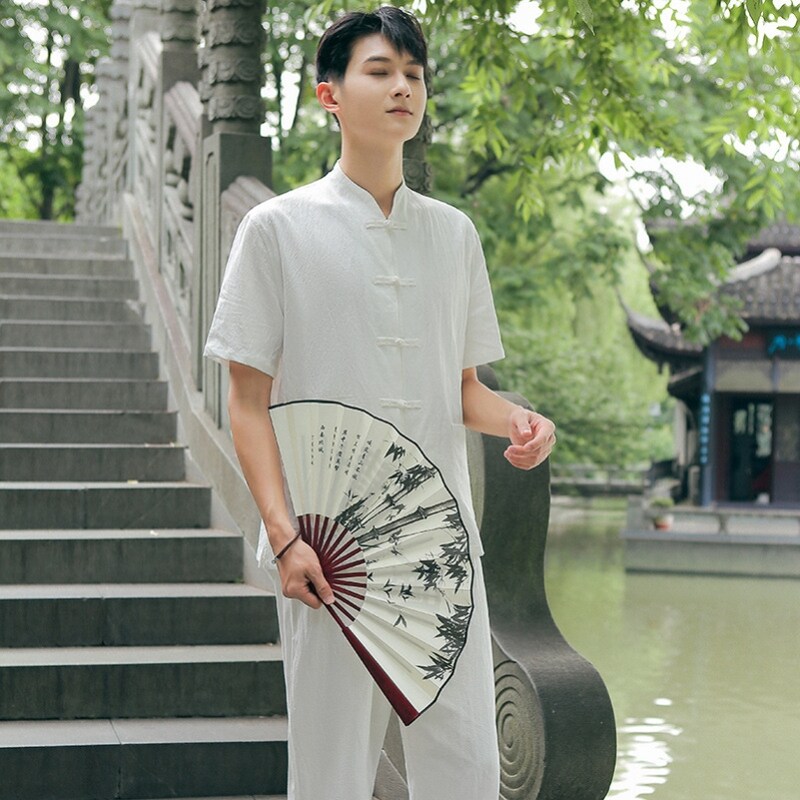 禅修服茶服男禅意打坐衣服中式工作服唐装上衣中医养生馆推拿技师