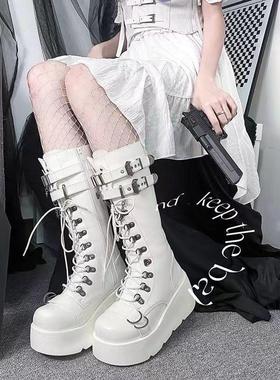 Demonia厚底靴亚文化糕跟厚底女朋克靴punk women wedge boots