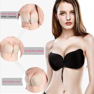 Women Strapless Solid Bra Push Up Invisible Bra 聚拢文胸贴