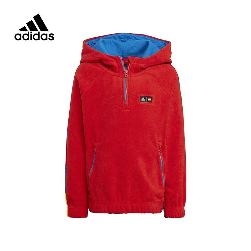 Adidas 儿童乐高联名加绒加厚保暖舒适套头卫衣 HM2238 HM2236